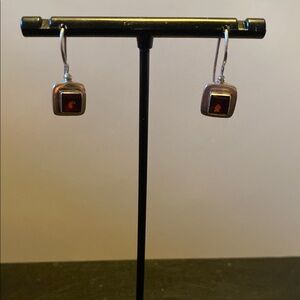 Sterling Silver and Garnet Colored Pendant Earrings